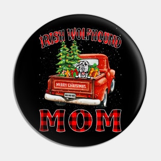 Christmas Irish Wolfhound Mom Santa Hat Truck Tree Plaid Dog Mom Christmas Pin