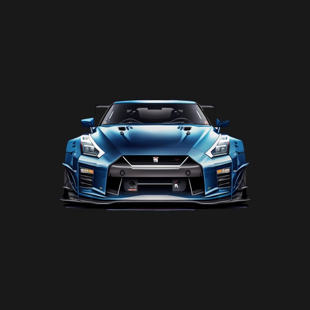 Nissan gtr r35 Front View Car Illustration T-Shirt by mrsticky