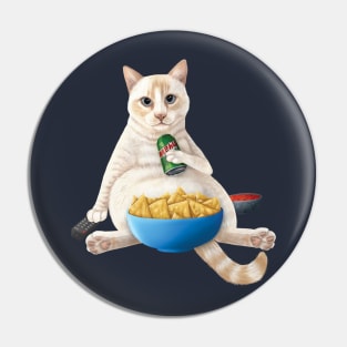 Flame point siamese - Couch Potato Cat with chips and a soda Pin