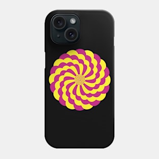 Dahlia in Cerise and Yellow on a Black background Phone Case