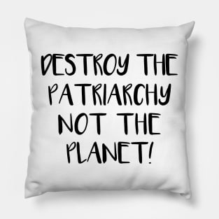 DESTROY THE PATRIARCHY NOT THE PLANET feminist text slogan Pillow