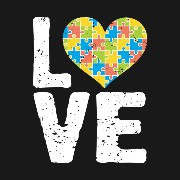 Cute Autism Awareness Love Colorful Puzzle Heart by theperfectpresents