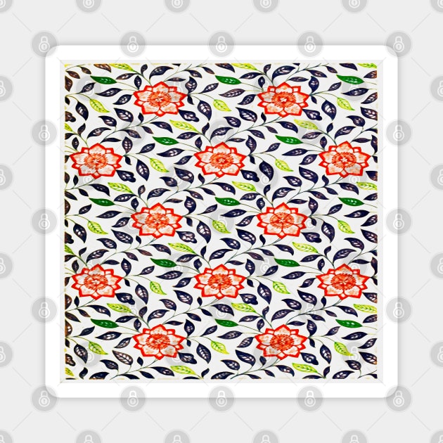 rose main color printed images that are based on vintage floral and geometric motifs, can be used in decorating fabrics and coverings in fashion Magnet by Marccelus