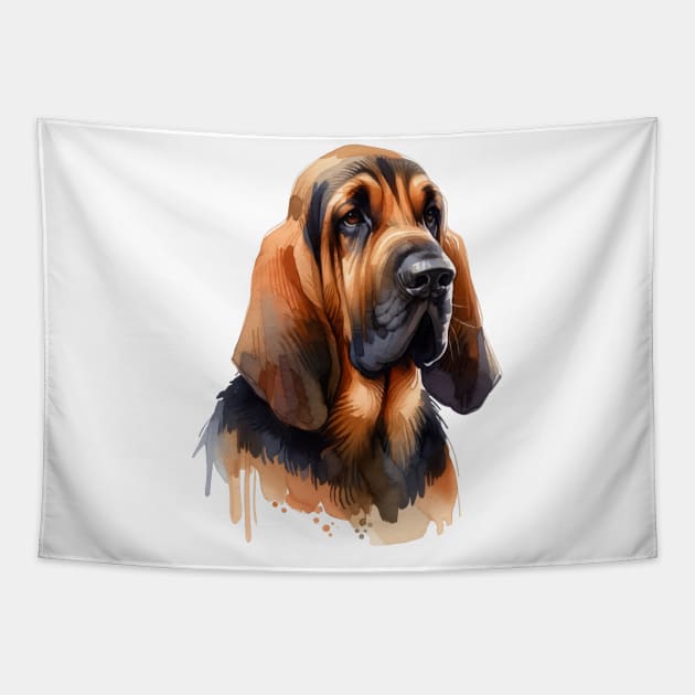 Bloodhound Watercolor Painting - Beautiful Dog Tapestry by Edd Paint Something