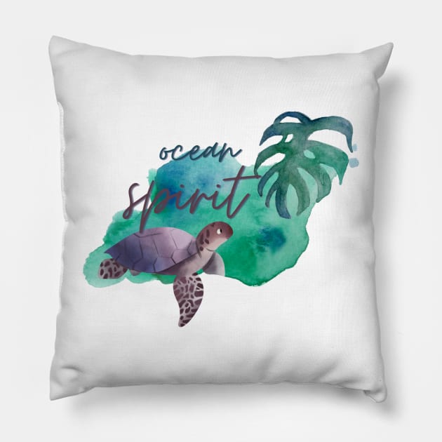 Ocean Spirit Watercolour Turtle Palm Pillow by LoveofDog