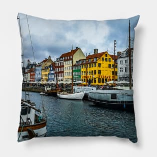 Nhhavn waterfront on a rainy day Pillow