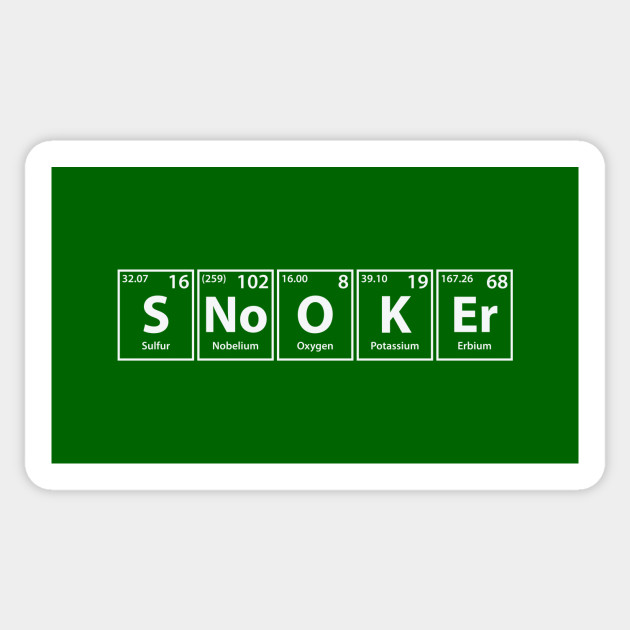 Snooker (S-No-O-K-Er) Periodic Elements Spelling - Snooker - Sticker