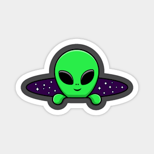 Space alien coming out of hole design Magnet