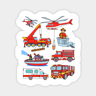 Firefighter Vehicles Firetruck Boat Ambulance Fireman Magnet