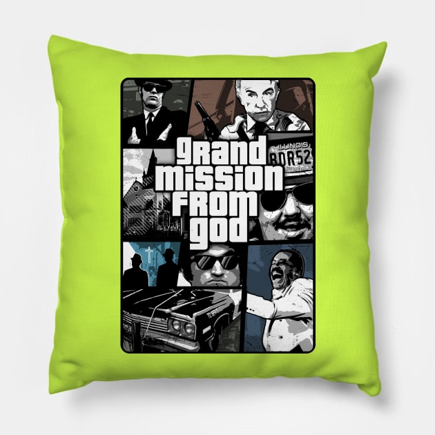 grand mission from god blues brothers Pillow by Mr Eggs Favorites