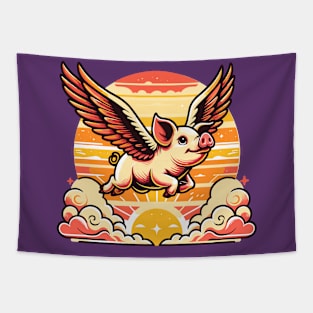 Flying Pig on the sky Tapestry