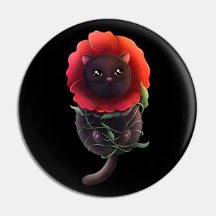Cat with poppy flower Pin