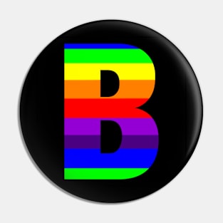 The Letter B in Rainbow Stripes Pin