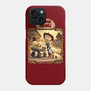 Cute Country Puppys for sale in wheel barrel Phone Case