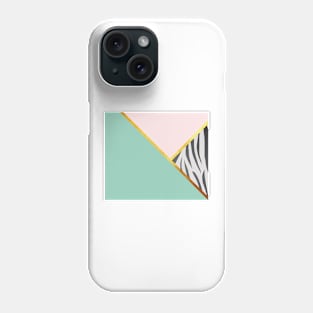 Abstract zebra print, color blocking mint Phone Case