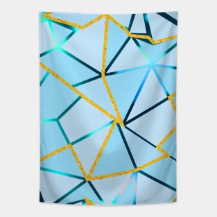 Light blue geometric design with golden details Tapestry