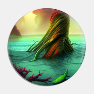 Magical Landscape Painting Of a Mythical Plant in the Sea Pin