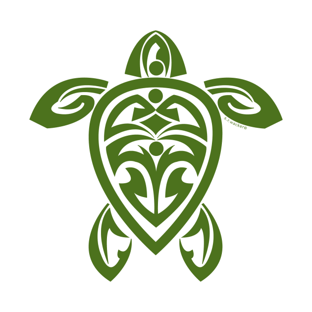 Green Tribal Turtle Tattoo by srwdesign