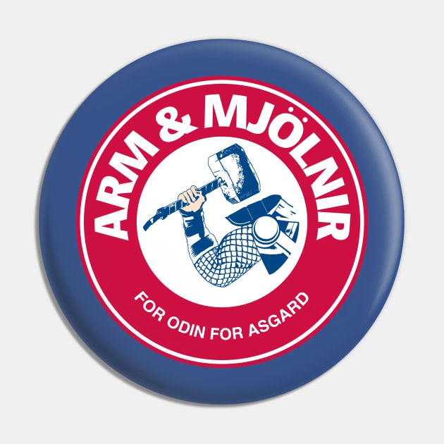 Arm & Mjolnir Pin by pureofart