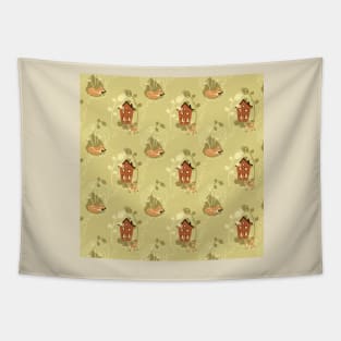 Sleeping fox earth colors Tapestry