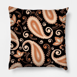 Orange Paisley Pattern Pillow