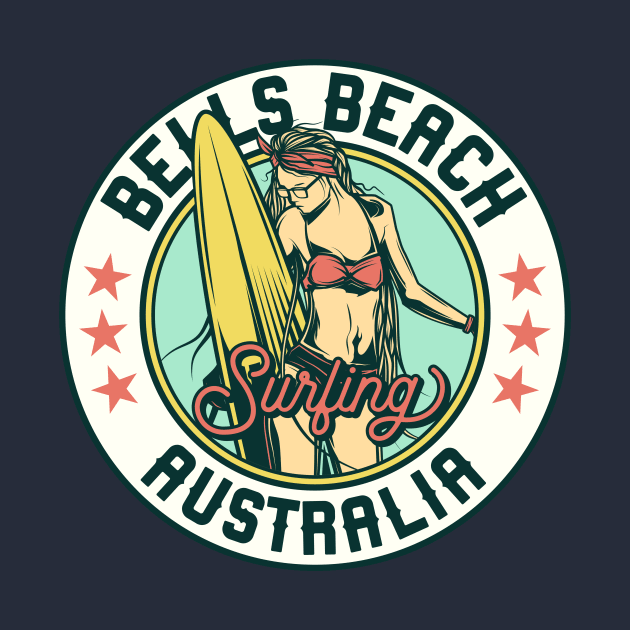 Vintage Surfing Badge for Bells Beach, Australia by SLAG_Creative