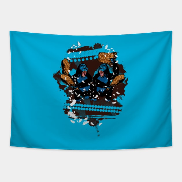 Gorilla Pillow Fight Tapestry by danielhewson