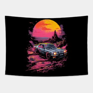 Red Sunset Saab Tapestry