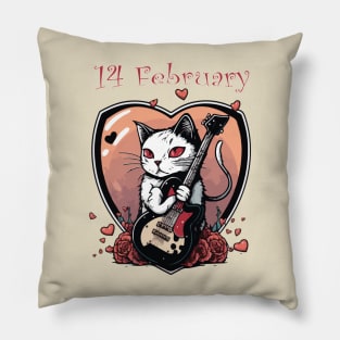 14 Ferbruary Guitarist Cat Pillow