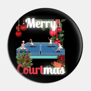 Merry Courtmas Christmas Tennis Pin