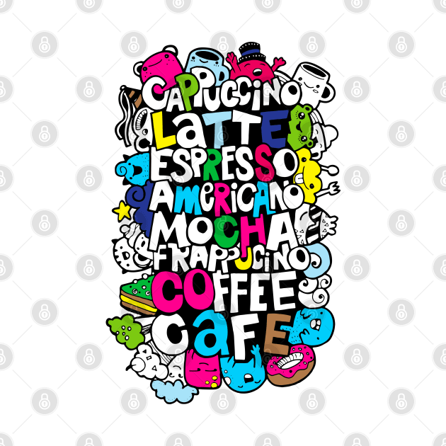 doodle popular coffee drinks by Mako Design 