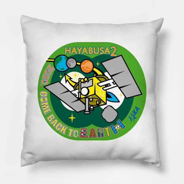 Hyabusa 3: Welcome Back To Earth Pillow by Spacestuffplus