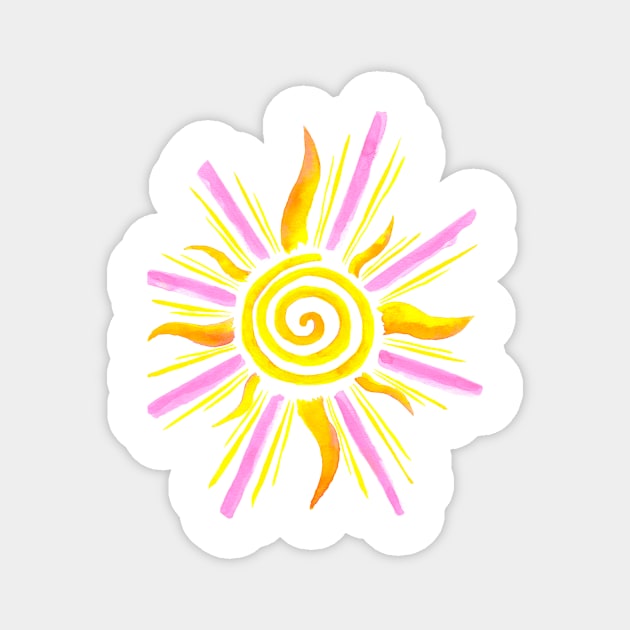 Watercolor Sunshine - Yellow & Pink Magnet by monitdesign