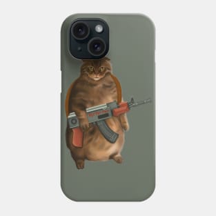Fluffy Cat with gun Phone Case