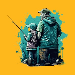 father with his daughter, Fishing T-Shirt