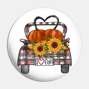 Womens I Love Fall Pumpkin Truck Cute Autumn Pin