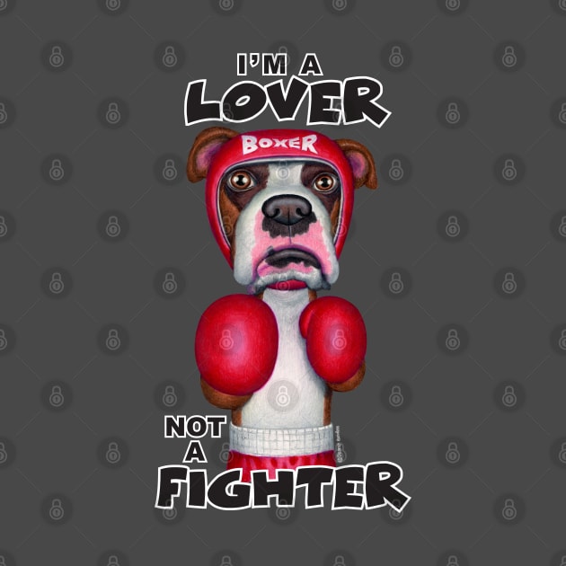 Classic Boxer Dog ready to box on Boxer with Gloves and Headgear by Danny Gordon Art