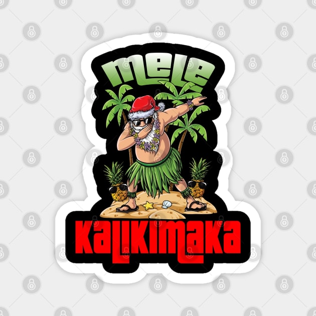 Mele Kalikimaka Christmas Santa Shaka Hawaii Magnet by intelus