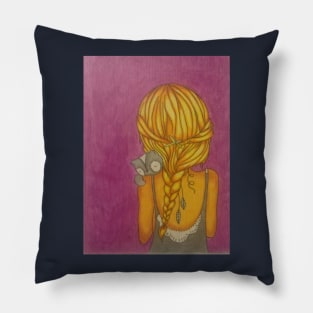 Girl and Cat Pillow