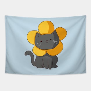 Gray cat flower illustration Tapestry