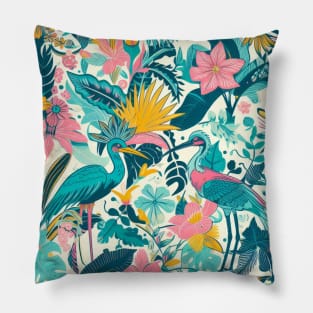 Tropical Birds in Paradise Design Pillow