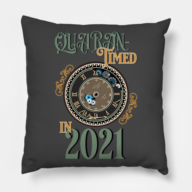 Quarantined in 2021 - Vintage Clock - Victorian Style Pillow by dkdesigns27