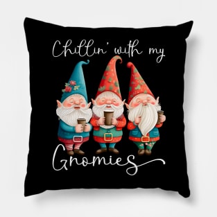 Chillin With My Gnomies Funny Coffee & Gnome Lovers Floral Easter Pillow