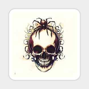 Skull, spider, vintage, retro, Victorian gothic, spider, Halloween, creepy Magnet