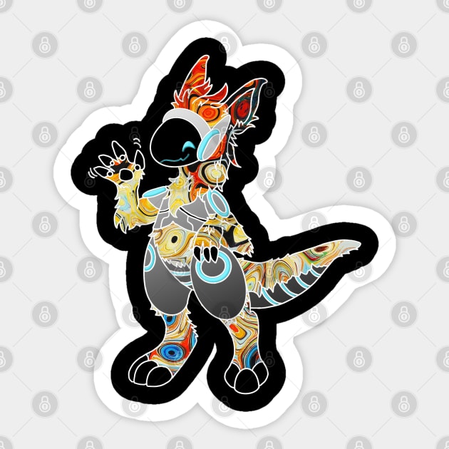 Protogen Fursuit Furry Fursona waving hello multi rainbow