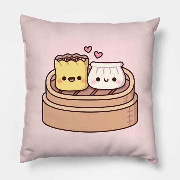 Cute Siu Mai And Har Gow Dumplings Dim Sum Food Pillow by rustydoodle