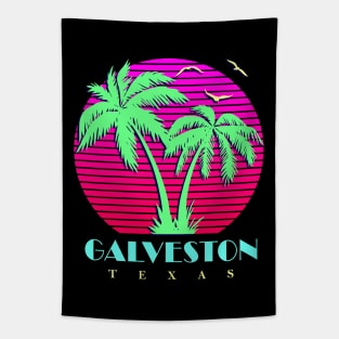 Galveston Texas Palm Trees Sunset Tapestry