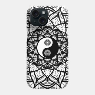 Geometric Yin Yang Mandala Symmetry YinYang Balance Meditation Black Version Phone Case