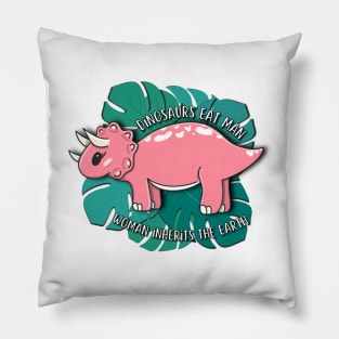 Kawaii pink dinosaur eats man Pillow