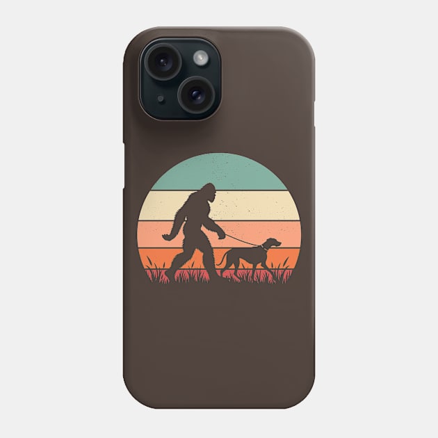 Bigfoot Walking Rhodesian Ridgeback Dog Vintage Hiking Phone Case by Cuteness Klub